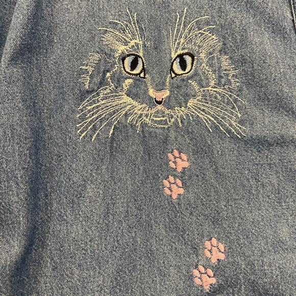 Vintage Cat Denim Grandma Shirt XL - Picture 3 of 8